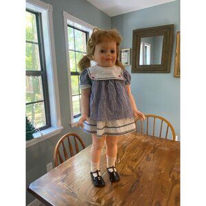Vintage 35" Patti Playpal Doll In Blue & White Gingham Sailor Dress With Red Sta